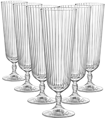 Bormioli Rocco 6X 510ml America '20s Bicchieri da Cocktail a Fascia - Grande Stelo Corto Calice Gin Pina Colada Set di Bicchieri per Feste