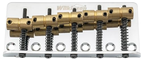Wilkinson 72mm 5-Saiter Bass Steg Bridge Vintage Messing Saitenreiter für Precision/Jazz Bass E-Bass, Chrom