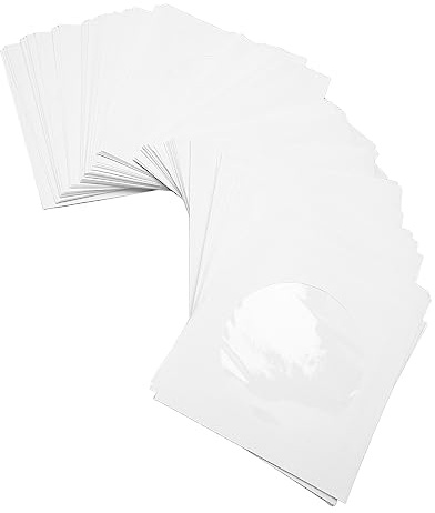 CD-dvd-fodral, 100-pack DVD-CD-mediapapperskuvertfodral Dammtäta återanvändbara Skivfodral med Genomskinligt Fönster Stäng Flik för 8 Cm Skiva