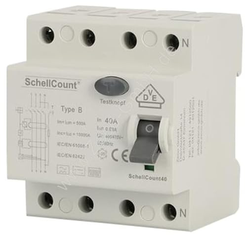 FI/RCD Typ B - Allstromsensitiv - 40A 4-Polig 0,03A / 30mA Fehlerstromschutzschalter VDE Zertifizierung