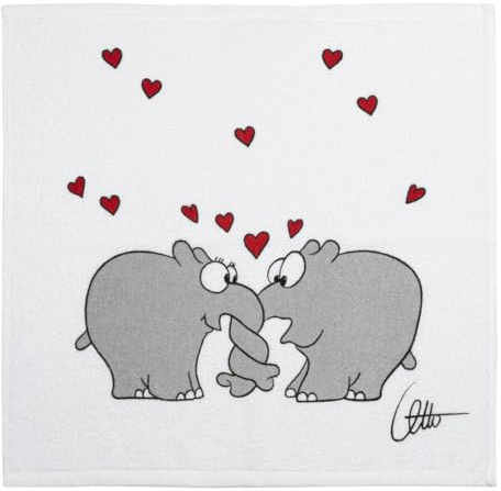 KRACHT Geschirrtuch Frottier 100% Baumwolle Ottifant Herzen 50x50 cm