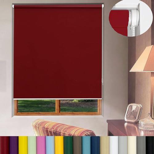 Verdunkelungsrollo Klemmfix ohne Bohren 30 x 240 cm Maßgeschneiderte Größe, Sonnenschutz Verdunkelungsrollo Klemmfix, mit Klemmträger, für Fenster und Tür, Rot