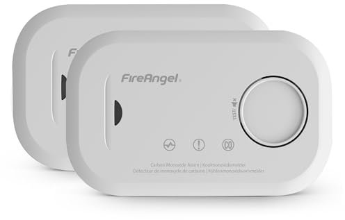 FireAngel Carbon Monoxide Alarm and Detector - FA6813 10-Year Sensor Life CO Alarm for Home w/Batteries - Travel, Portable Carbon Monoxide Detector - CO Detector Monitor w/Test Button - 2-Pack