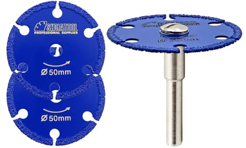 SHDIATOOL Disco da taglio diamantato 50mm,disco da taglio per metallo,3pcs lama per tubo d'acciaio,ferro,acciaio angolare con gambo rotondo da 6mm