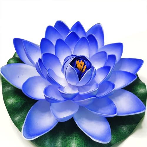 BBTISG Simulation Lotusblume, Umweltfreundliche Wasserlilie Schwimmende Lotusblüte Künstliche Lotusblüte Gefälschte Schwimmende Seerose für Aquarium, Teich (Blau)