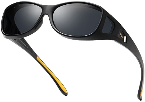 DUCO Herren und Damen Fit Over Sonnenbrille Polarisiert Unisex Brille UV400 Schutz Wrap Around Blendschutz Überbrille für Brillenträger Kleine Größe | Polarisiert Unisex Brille, UV400 Schutz, Blendschutz, Wrap Around Brille, Für Fahren Berg Klettern, Mittel & Kleine Größe