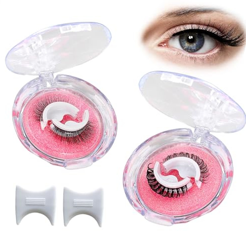 Återanvändbara självhäftande ögonfransar, konstgjorda ögonfransar, inget lim eller eyeliner nödvändiga, naturliga, täta, lockande 3D-ögonfransar, falska ögonfransar, lätt att bära, vattentäta, falska