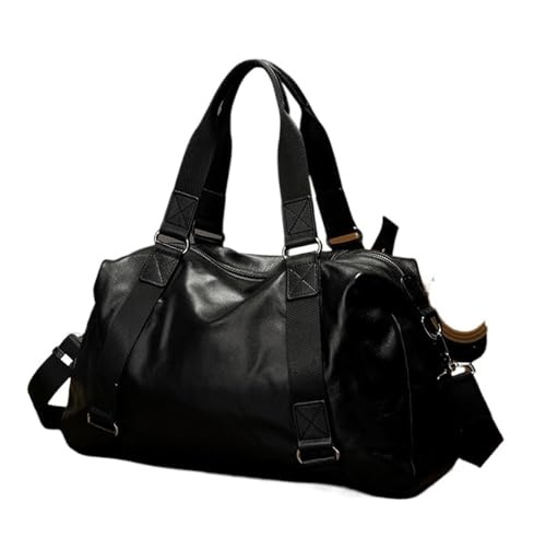 Handgepäcktasche für Herren, Reisetasche, echtes Leder, Gepäcktasche für Herren, Vintage, Reisetasche, Rindsleder, Wochenende, große Herrentaschen, Wochenende, Übernachtungstasche, Schwarz ,