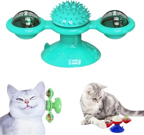 Jouet amusant pour chat avec balles rotatives,nouveaux jouets amusants pour chat,jouet d'exercice à mâcher pour chat,moulin à vent interactif pour chat avec herbe à chat, jouet pour chat moulin à vent