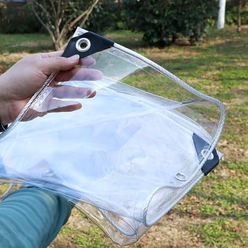 tow000ack Bâche en PVC Transparent Imperméable avec œillets,épaisseur 0,3mm,Anti-déchirure,Bâches de Protection étanche pour Exterieur Balcon Pergola Serre,Personnalisée (3m x 2,2m)