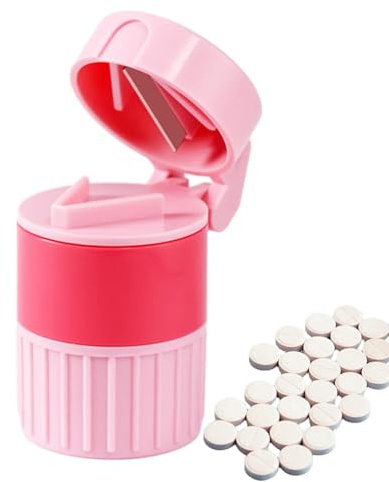 2 Stück Tablettenmörser Mit Depotfach, Tablettenschneider Für Alle Tabletten, 4 IN 1 Tablettenteiler, Tablettenzerkleinerer Ablettenmörser Pillenmörser Medikamentenmöser Pill Crusher Grinder