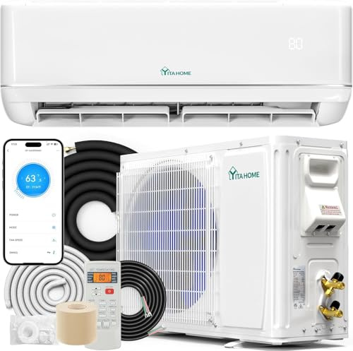 YITAHOME 21 SEER2 24000 BTU Mini Split Air Conditioner Heat Pump System, 208-230V Ductless Inverter System with Wi-Fi&Alexa Compatibility, Cover Up to 1500 Sq. Ft, Complete Installation Kit Included