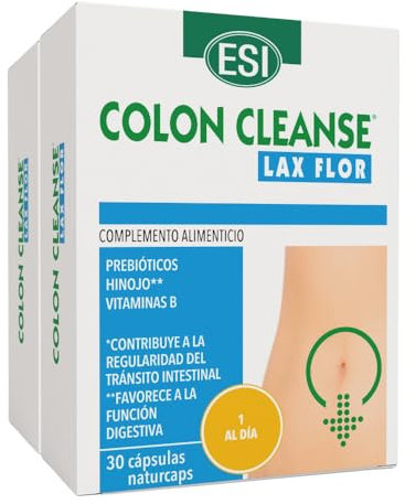 COLON CLEANSE LAX FLOR – Complemento con Fibra Prebiótica y Extractos Naturales – Frángula, Cáscara Sagrada, Sen y Malva – Contribuye al Tránsito Intestinal y Bienestar Digestivo