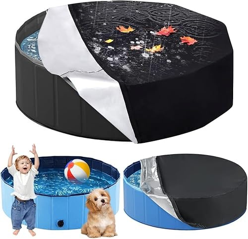 MEISHANG Abdeckung für Hundepool,Poolabdeckung Rund 80 x 30cm,Faltbarer UV Beständiges,Schwimmbadabdeckung mit Kordelzug für Hundeplanschbecken und Kinderplanschbecken