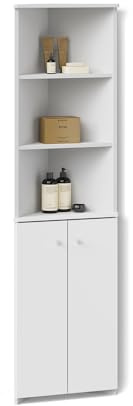 Livinity Badschrank Fucino, Weiß, 52 x 175 cm | Eckschrank mit 2 Türen