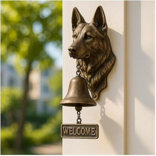 Campanello di benvenuto per cani, serie unica con animali, stile vintage, in ghisa, statuetta da appendere, decorazione per esterni, campane per cena, regali creativi per gli amanti dei cuccioli