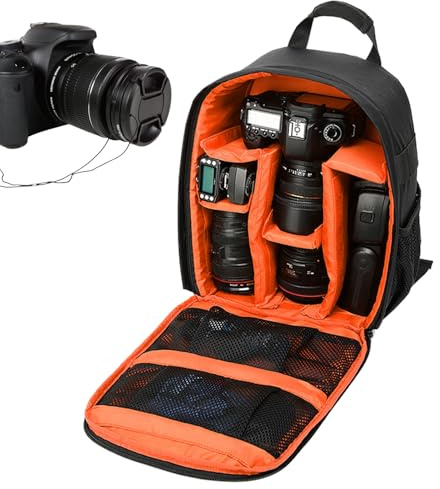 Zaino per fotocamera da viaggio, borsa compatta, multiuso, organizer per obiettivi DSLR, porta attrezzature con cerniera per fotografi adolescenti, escursioni, viaggi in città, sport all'aria aperta
