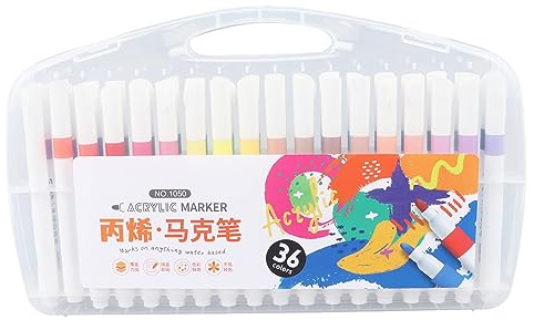 plplaaoo Acrylic Paint Markers Graffiti Markers 36 Rich Colors Quick Drying Strong Covering Paint Pens for Rock Painting Ceramic Mug Wood Fabric Glass Plastic Art Craft Supplies