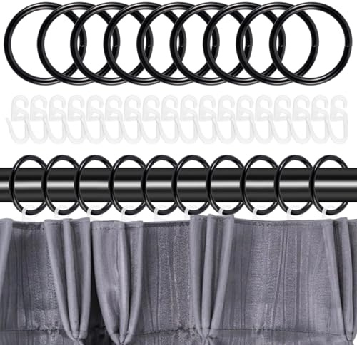 TESSTSY 50 Pièces Anneaux de Rideaux avec Crochets, 30 mm Anneau Rideau