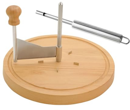 Cortador de queso manual – Acero inoxidable de base de madera cepilladora, herramienta de cocina de corte liso, accesorios de cortador de flores de queso, procesamiento preciso, uso gastronómico