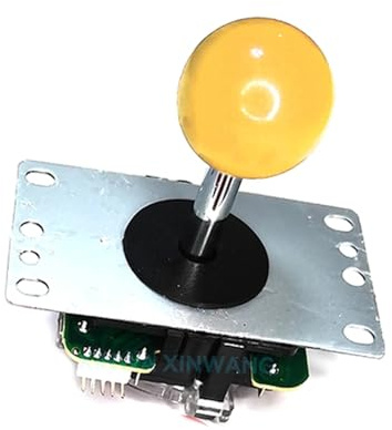 Superhao Bat Top Joystick 4Sets Joystick 8 Way Arcade Stick Round Top 5Pins Connector For USB Board PC Game Console DIY Direction Controller(Yellow Circle)