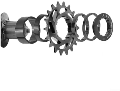 Rueda libre de bicicleta de una sola velocidad, engranaje de aleación de aluminio mecanizado CNC con juego de espaciador de anillo de bloqueo seguro, conversión 16T/18T para engranaje fijo MTB (negro