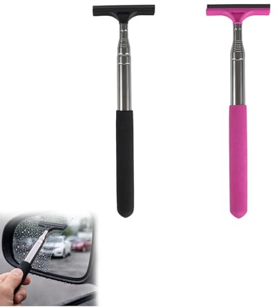 Car Window Squeegee-Wing Mirror Wiper, Car Squeegee Water Absorption and Defogging, Glass Cleaning Tool, Universal Mini Auto Mirror Cleaner for All Vehicles, Scalable Design Accessories（2Pcs）