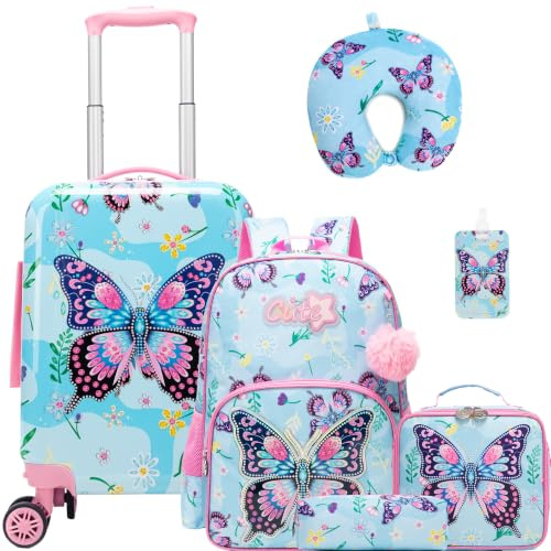 HTgroce Valise Enfants Fille Rigide en ABS de Voyage pour Enfants - 4 Roues - Poignée Extensible, Valise Trolley Fille