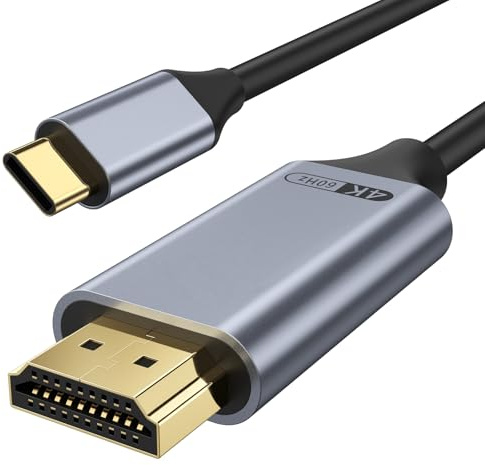 Câble USB C vers HDMI 4K 60HZ Câble Tressé, Adaptateur Cable USB Type-C vers HDMI Thunderbolt 3/4 Compatible pour iPhone15 Série MacBook Pro Air iPad Pro Air iMac S23 XPS 17 Huawei (2M)