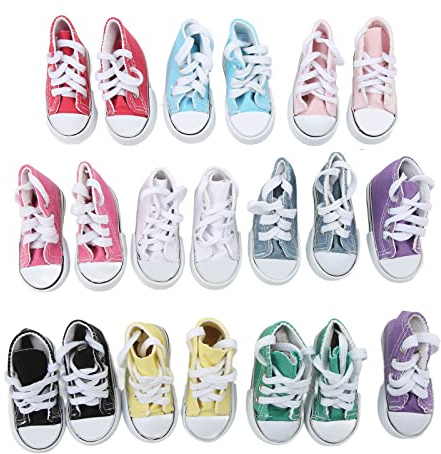 Focket Chaussures de Poupée, 10 Paires de Mini Chaussures à Doigts de 3 Pouces de Couleurs Assorties, de Poupée à Rotule, Mini Baskets avec Doublure Antidérapante pour Accessoires de Touche de