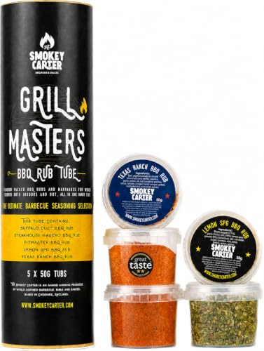 The Smokey Carter Grill Masters BBQ Rub Gift Set | 5 x 50g Gourmet Seasoning Blends for Meat, Chicken and Vegetables, Ideal for Air Fryers, Roasting & Grilling