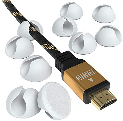EAZY CASE 12x Kabelclips zur Kabelbefestigung, elastisch & selbstklebend I Kabel Befestigungsclips, Kabelhalter für Kabelmanagement, flexibel, Weiß