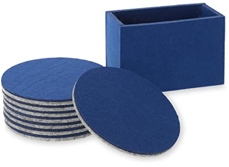 Lantelme Posavasos redondos de fieltro para vasos, juego de 9 posavasos en azul oscuro, posavasos de fieltro para bebidas, bares, tazas de cristal, 7647