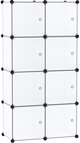 C&AHOME 8-Cube Storage Organizer with Door Cube Shelf Closet Cabinet White