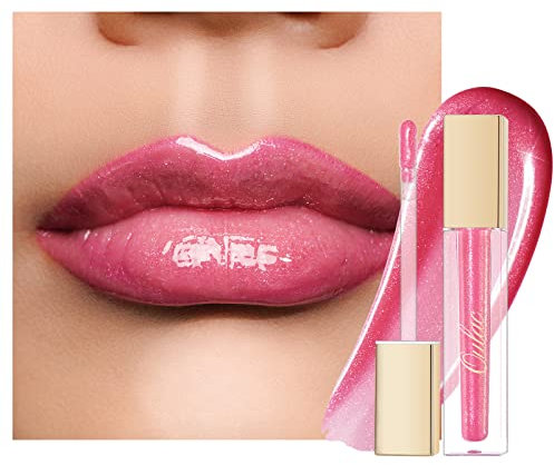 Oulac Lucidalabbra Glitterato Lucido - Idratante Trasparente 3D Rossetto Liquido | Infuso con Estratto di Fiori di Rosa Damascena, 4,5ml, C11