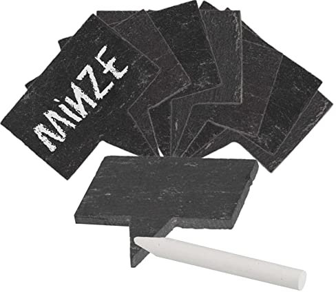 mtb more energy 8er Set Mini Schiefer Täfelchen Pflanzenschilder- 5x3 cm - Rechteckig zum Stecken - inklusive Kreide zum selbst Beschriften für Garten, Haushalt, Basteln, Geschenke