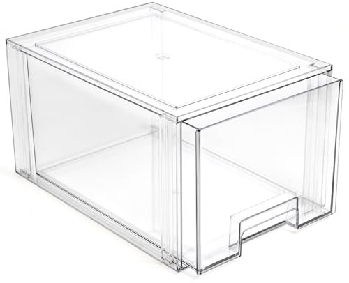 BINO | Stackable Storage Drawers, Tall Large - Clear | THE CRATE COLLECTION | Storage Bins With Drawers | Bathroom Organizers | Under Sink Organizer | Vanity Cabinet Home Organization