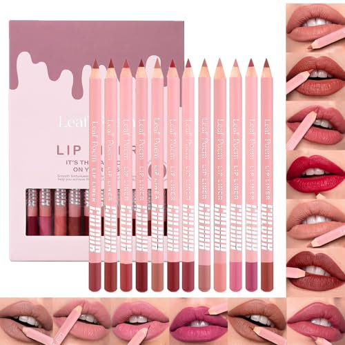 Sitovely Matte Lip Liner Pencil Set, 12 Colors Nude Smooth Lip Pencil Creamy Lip Liner, Slim Matte Velvet Lipstick, High Pigmented Lip Liner for Women