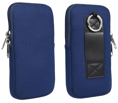 Neopren-Handyhülle, Reißverschluss, Gürteltasche, Holster, Hüfttasche, Beutelhalter für iPhone 16 Pro Max, Google Pixel 8 Pro, Samsung Galaxy A16, A05, A55, A06, A26, A05s, S25 Ultra, S24 Ultra (Blau