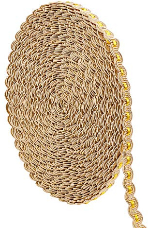 PandaHall 15M (16 Yards) 1/2 (14mm) Nylon-Kurvenmuster Gimp Braid Trim Für Kostüme DIY Crafts Nähen Schmuck Making Home Decoration, Dunkles Gold