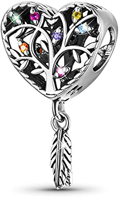 GNOCE Pendentif arbre de vie en argent sterling en forme de cœur pour bracelet/collier pour femme, fille, épouse, fille