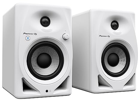 Pioneer DJ DM-40D-BT-W 10,2 cm Desktop-Monitor-Lautsprecher mit Bluetooth, Weiß