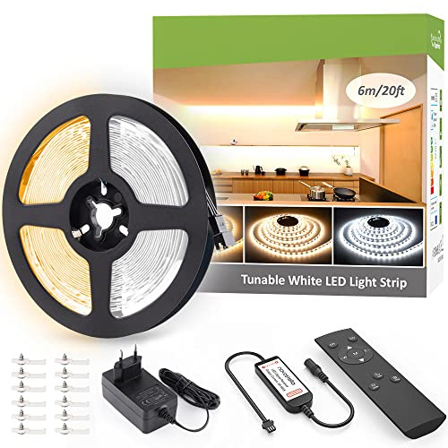 LED Strip 6M Dimmbar, LED Streifen Warmweiß 3000K bis Kaltweiß 6500K 24V | NOVOSTELLA LED Streifen Selbstklebend mit Fernbedienung, 672 LEDs Lichtband, DIY Flexibel Lichtleiste für Heim Küche Deko
