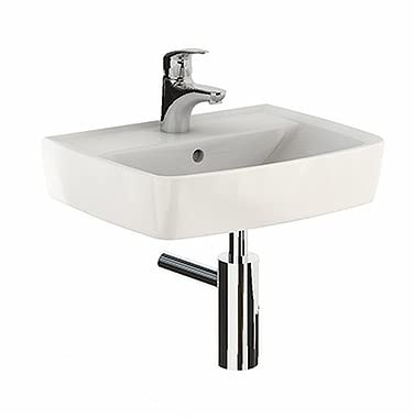 VBChome Aufsatzwaschbecken 50x38 cm Weiß Aufsatzwaschbecken mit Loch mit Überlauf ein Waschbecken zum Einbau mit Unterschrank unter dem Waschbecken Modern Einfache Montage