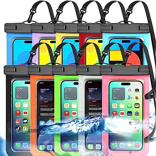 10 Stück Mehrfarbige Allgemein wasserdichte Handy Tasche,wasserdichte Handy hülle Trocken Sack (Schutz Stufe: IP68) Outdoor-Sport für Apple iPhone,Samsung und bis zu 7,5 Zoll (Mehrfarbig, 10 Stück)