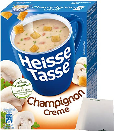 Erasco Heisse Tasse Champignon Creme Suppe 1er Pack (3 Beutel a 14g) + usy Block
