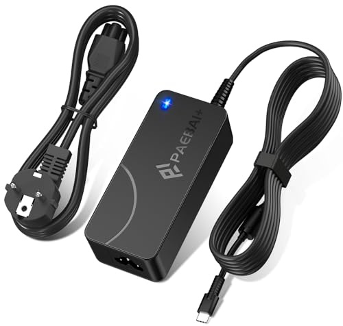 PAEBAI+ 65W 45W USB C Chargeur pour Lenovo Thinkpad Yoga, Dell Latitude XPS, HP EliteBook, ASUS, Acer, Samsung, Google Chromebook, Macbook Pro 20V 3,25A Ordinateur Portable Alimentation Adaptateur