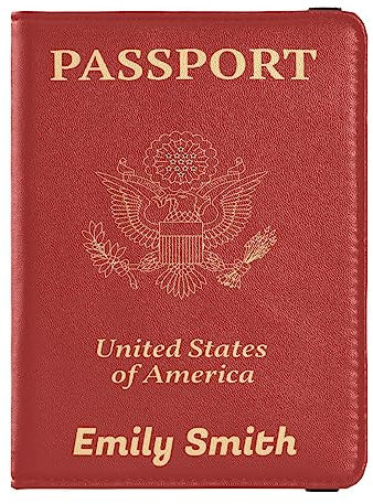 Personalisierte Reisepasshülle, Brieftasche, Kombi, individueller Name, PU-Leder, Reisepass, Impfkarten-Schutz für Damen und Herren, Reisegeschenk, rotbraun, Einheitsgröße