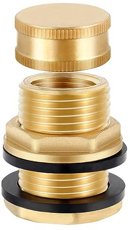 SNUTUYA Manguera de jardín macho de latón con enchufe, NPT hembra de 1/2 pulgada, GHT macho de 3/4 pulgadas (rosca de manguera de jardín), para barriles de lluvia, acuarios, fregaderos, 1 paquete