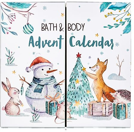 Calendario de Adviento Accentra Felices Fiestas 2025 para niñas con 24 productos de baño, cuidado corporal y accesorios para una temporada de Adviento variada y llena de mimos